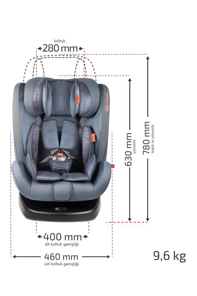 Heyner Infiny Twist 0-36kg Isofix Oto Koltuğu 360° Dönebilir Cosmis Blue 0,I,II,III