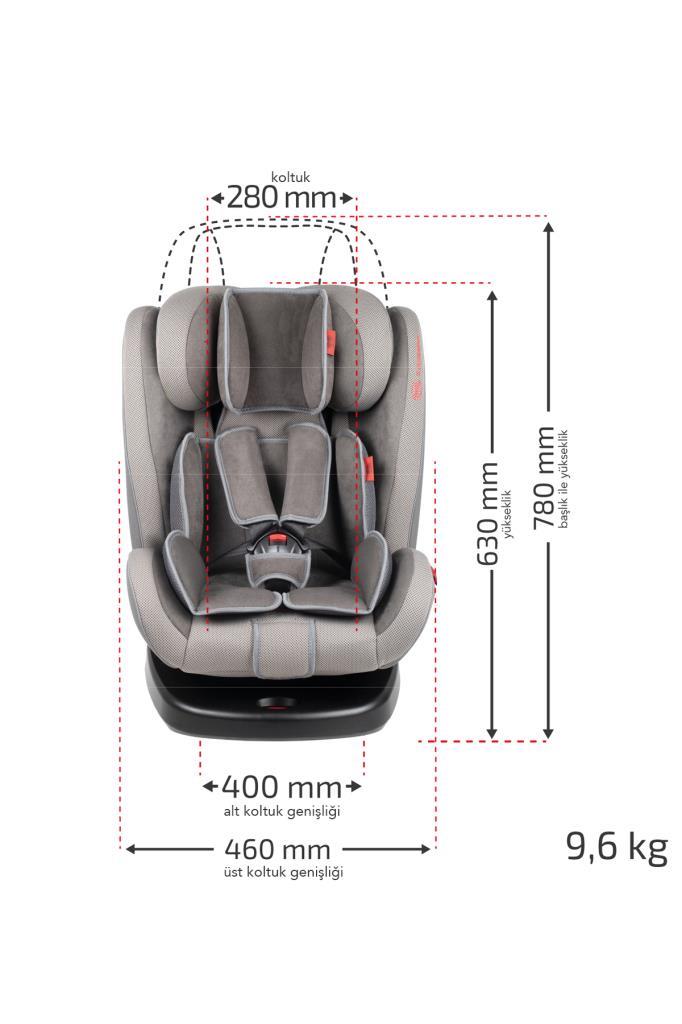 Heyner Infiny Twist 0-36kg Isofix Oto Koltuğu 360° Dönebilir Koala Grey 0,I,II,III